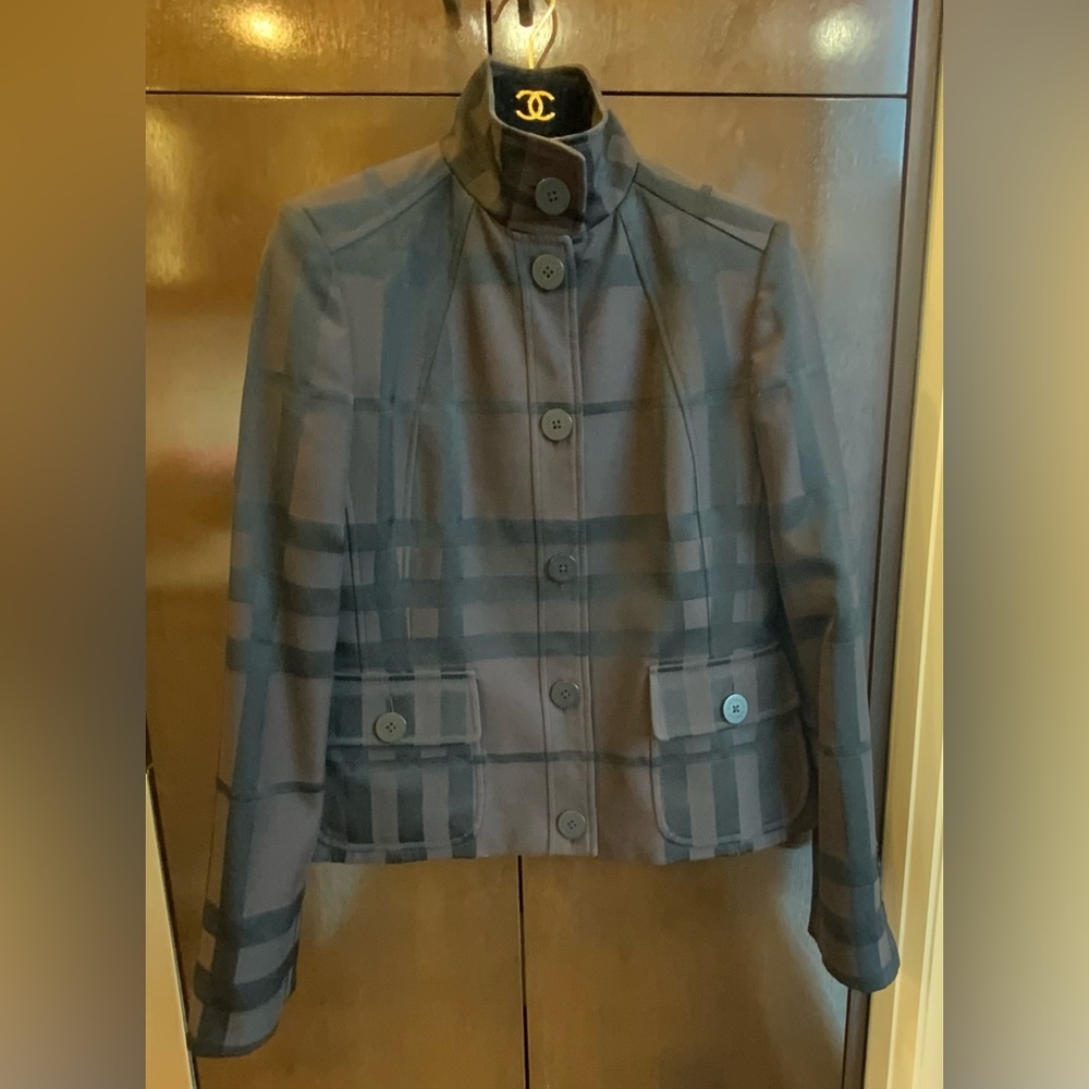 Burberry Brown and Black Plaid Tailored Blazer Jacket - Picture 2 of 16
